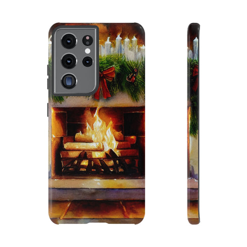 Candles on the Hearth Decorated for Christmas - Impact Resistant Phone Case Samsung Galaxy S21 Ultra Glossy
